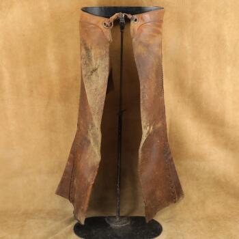 Vintage T.J. Holmes Cheyenne, Wyoming Brown Leather Cowboy Shotgun Chaps
