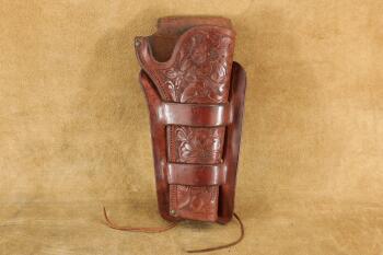 Early Hand Carved 2 Piece H.H. Heiser 5 1/2" Colt Single Action Army Revolver Holster