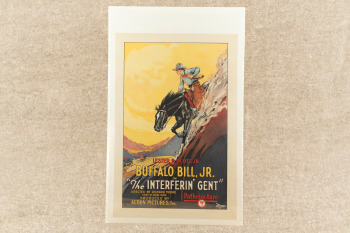 Vintage 1927 "The Interferin' Gent" Buffalo Bill Jr. Action Pictures 41"x27.25" Western Movie Poster