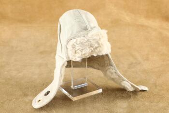 German WW2 Luftwaffe Pilot Eastern Front "In The White" Sheepskin Leather Flight Cap 1942 Dated