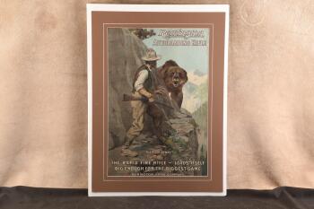 Antique ca. 1909 Remington Model 8 Autoloading Rifle "The Right of Way" Matted Advertising Poster