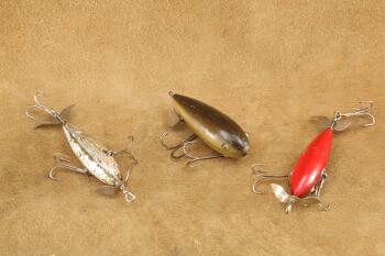 Lot of 3 Vintage 1930s Winchester Fishing Lures, 3.5" Model 9200, 3.5" Model 9017, & 6" Model 9014