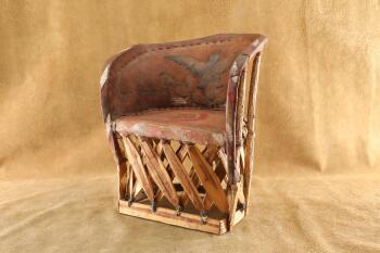 Vintage 20th Century Native American Inspired Thunderbird & Chief Painted Leather & Wood Kid's Chair