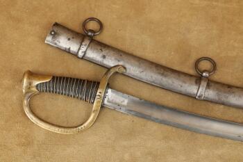 Antique 1840s French Chatellerault M-1829 Artillery Sword, Matching Serial Number "765" Sheath