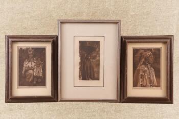Lot of 3 Edward S. Curtis Native American Photogravure Framed Prints