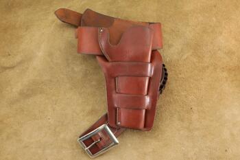 Vintage H.H. Heiser #50 43" .38 Cal. Ammo Belt And #410-2 Mexican Loop Style 5 1/2" Colt SAA Holster