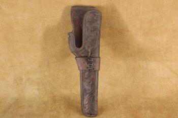 Vintage H.H. Heiser Hand Tooled Laced Loop Holster 727 For Colt Woodsman
