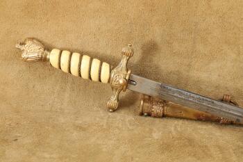 German Navy WW2 Kriegsmarine Officer F.W. Holler Dress Dagger, Sheath