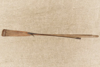 Antique 19th Century Single Flued Whaling Iron And 6' Boat Oar