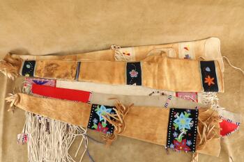 Lot Of 5 20th Century Assiniboine Fringed And Beaded Rifle Scabbards