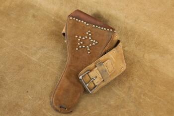 Vintage Stembridge Gun Rentals Suede Indian Style Spotted Gun Rig Marked E 353