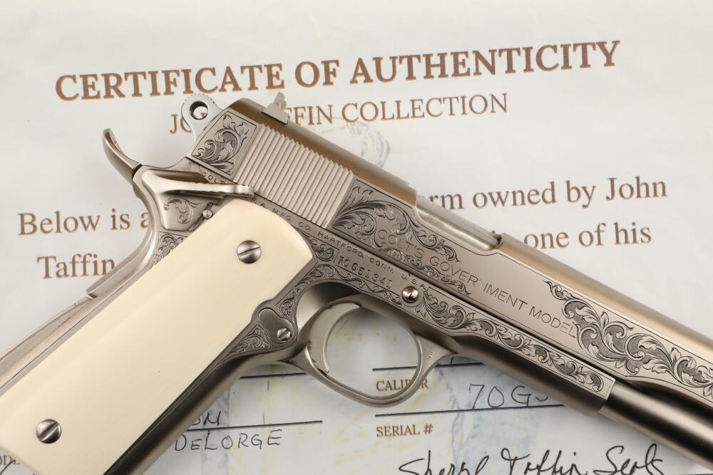 ティエンポ John Taffin's Ed DeLorge Engraved Satin Nickel Colt Series 70 1911