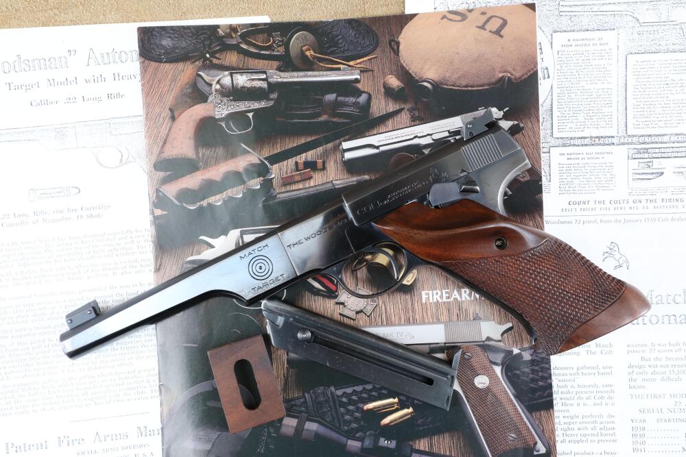 Pre-War Colt Woodsman Match Target 6 1/2 .22 LR Herrett Grips Semi