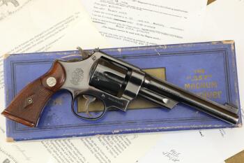 Pre-War Smith & Wesson Registered Magnum .357 Mag 6 1/2" Double Action Revolver & Box, MFD 1938 C&R