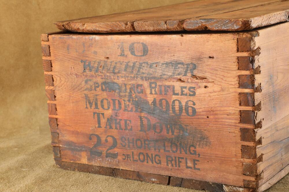 Antique 1900s Winchester Wood Shipping Crate for 10 Model 1906