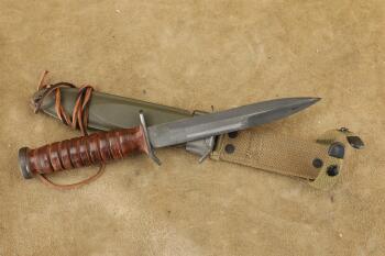 US Army WW2 D-Day Paratrooper Airborne Utica Blade Marked M-3 Trench Knife, 1st Pattern M-8 Sheath