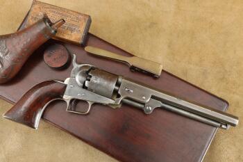 Serial 717 Cased Early Colt Model 1851 Navy Square-Back .36 Caliber Revolver, 1850 Antique