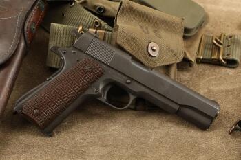 WWII US Remington Rand M1911A1 .45 ACP Semi-Auto Pistol, Rig and Survival Axe, 1944 C&R