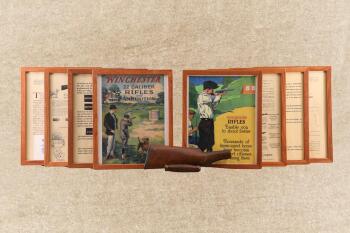 Lot Of 8 Reproduction Winchester Slide Action Rifles Framed Posters And Stock