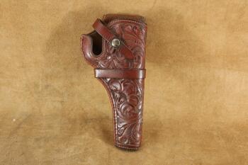 Rare Vintage Dahlstrom Tooled Leather Holster For 6" Double Action Medium Frame Revolvers
