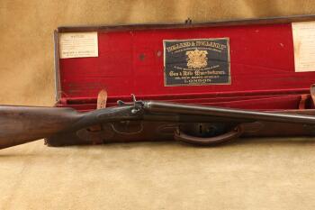 Cased Holland & Holland Back Action Hammer Double Gun 12 GA 30" Shotgun, 1884 Antique
