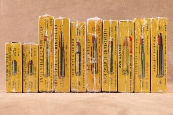 Lot of 10 (9x Winchester, 1x Western) Vintage 1950s Full & Partial Ammo Boxes
