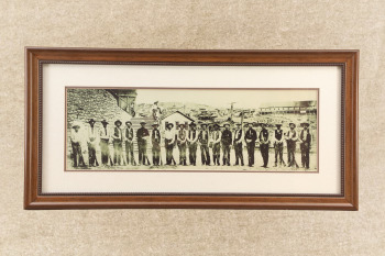 Vintage Panoramic Lawman Print Showing Winchester 1895 Rifle, In 30" x 14" Wood Frame