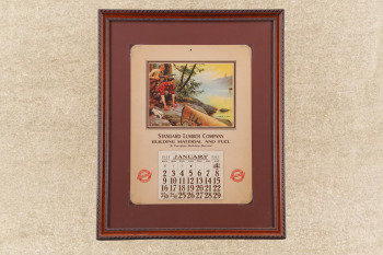 Vintage 1944 Philip R Goodwin "A Break At Dawn" Winchester Standard Lumber Calendar, 18x22"