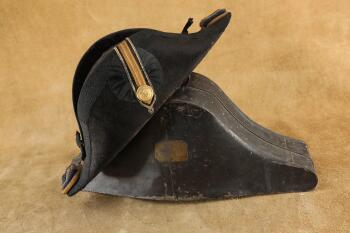 Antique 1890s U.S. Coastguard Beaver Fur Bicorn Officers Uniform Hat With Steel Hat Box