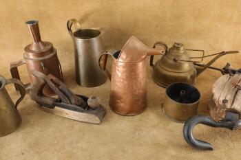 Antique 20th Century Stanley No 35 Transitional Smooth Plane & Assorted Nautical Brass & Copperware