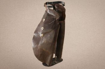 Vintage 1930s Unbranded Brown Leather W/ Nickel Silver Heart Conchos Cowboy Batwing Chaps