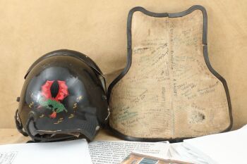 US Army Vietnam 170th Assault Helicopter Company Painted APH-5 Flight Helmet, Chicken Plate Grouping