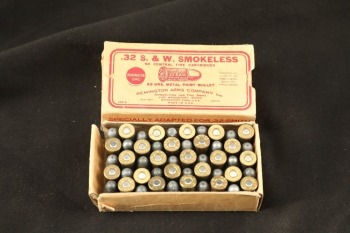 1x Full Box, 50 Rds. of Vintage Remington UMC .32 S&W Smokeless Ammo W/ “Red Ball” Box