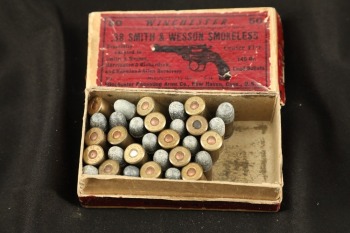 1x Partial Box, 31 Rds. of Vintage 1910s Winchester .38 Smith & Wesson Smokeless Ammo W/ Two Piece Box