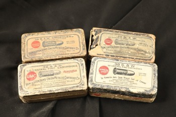 2x Full Boxes, 2x Partial Boxes, 168 Rds. of Vintage 1910s Remington UMC .38 S&W Ammo W/ Two Piece "Red Ball" Boxes