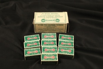 1x “Brick”, 10x Full Boxes, 500 Rds. of Remington UMC “R17L” US Military WW2 Contract .22 Long Rifle Training Ammo W/ “Dog Bone” Boxes