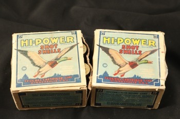 2x Full Boxes, 50 Rds. of Vintage Federal 16 Gauge 1 ⅛ oz. Maximum Load Hi-Power Shotgun Ammo W/ Mallard Picture Boxes