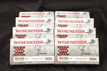 8x Boxes, 160 Rds. of Winchester Super X .30-06 Springfield 180 Grain Power-Point Ammo