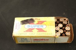 3x Full Boxes, 150 Rds. of Western .256 Winchester Magnum Super X 60 Grain Open Point Expanding Ammo, and 2x Full Boxes, 100 Pcs. of Virgin Brass Winchester Western .256 Winchester Magnum Empty Cases - 7