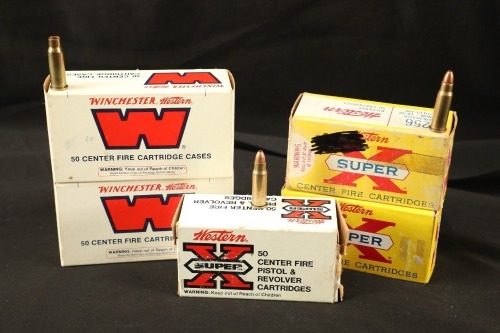 3x Full Boxes, 150 Rds. of Western .256 Winchester Magnum Super X 60 Grain Open Point Expanding Ammo, and 2x Full Boxes, 100 Pcs. of Virgin Brass Winchester Western .256 Winchester Magnum Empty Cases