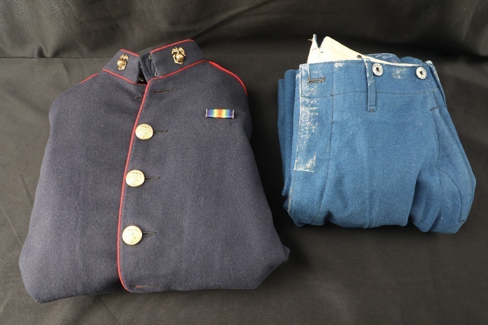 USMC Marine US Post-WW1 1920s Droop Wing EGA Badged Dress Blue Tunic W/ Early Buckeback Pants Uniform USMC Marine US Post-WW1 1920s Droop Wing EGA Badged Dress Blue Tunic W/ Early Buckeback Pants Uniform