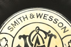 Modern Made 30” Smith & Wesson S&W Logo Porcelain On Steel Advertising Sign, Gun Room Art - 2