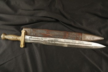 US Pre-Civil War Ames Model 1832 Foot Artillery Sword, 1844 Dated, W/ Leather Scabbard, Of The Type Used By Abolitionist John Brown & Family in Antebellum Kansas