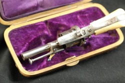 Antique Belgian Lefaucheux Engraved & Ivory Grips Folding Trigger 5mm Pinfire 2” Pocket Revolver ca. 1860s-1893 W/ French Fit “Wallet” or “Cigar” Case - 4