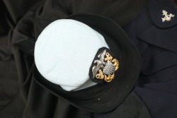 US Navy WW2 WAVES Officer Badged Blue Wool Service Dress Uniform: Jacket, Skirt, Seersucker Hat, Black Oxfords - 6