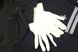 US Navy WW2 WAVES Officer Badged Blue Wool Service Dress Uniform: Jacket, Skirt, Seersucker Hat, Black Oxfords - 12