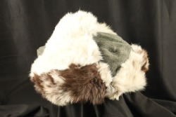 German Army WW2 Eastern Front Heer Badged Rabbit Fur Winter Cap - 2