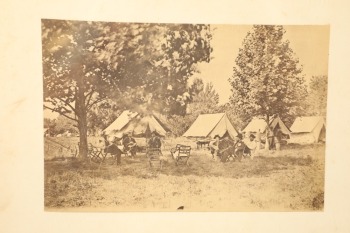 Vintage Matted US Civil War Photo of General Grant & Staff at his Headquarters in City Point, Virginia in ca. 1864