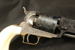 Engraved & Walrus Ivory Grip 1970s San Marco Italian Made Copy of a Colt 2nd Model Dragoon .44 Caliber 7 ½” Percussion Revolver ATF Antique - 3