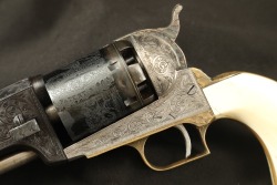 Engraved & Walrus Ivory Grip 1970s San Marco Italian Made Copy of a Colt 2nd Model Dragoon .44 Caliber 7 ½” Percussion Revolver ATF Antique - 7